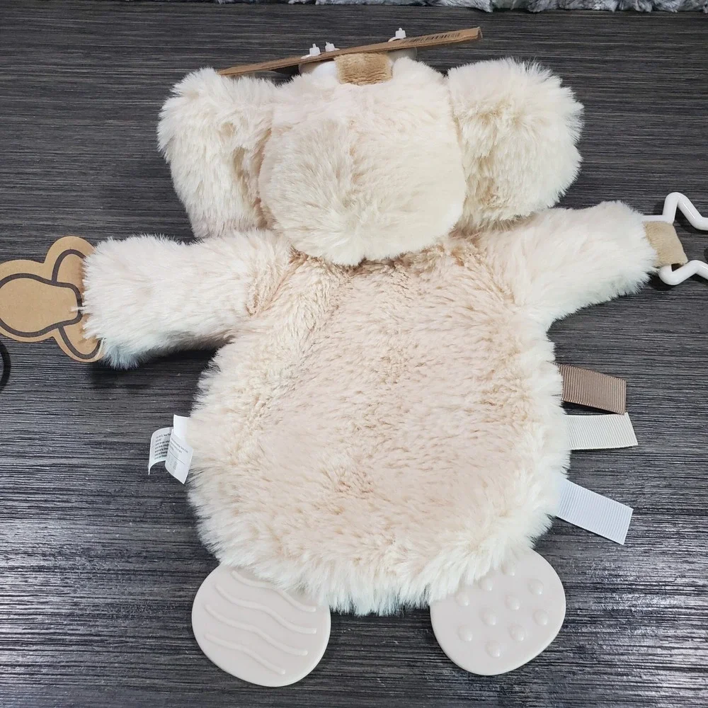 Blankie Buddie Beige Lovey Soother LUXE SOFT Pacifier Holder Elephant Sensory‎
